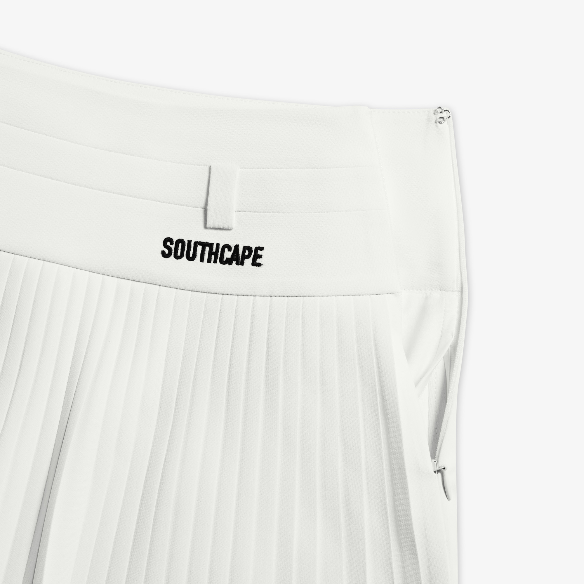 사우스케이프 여성 슬림 플리츠 스커트_화이트