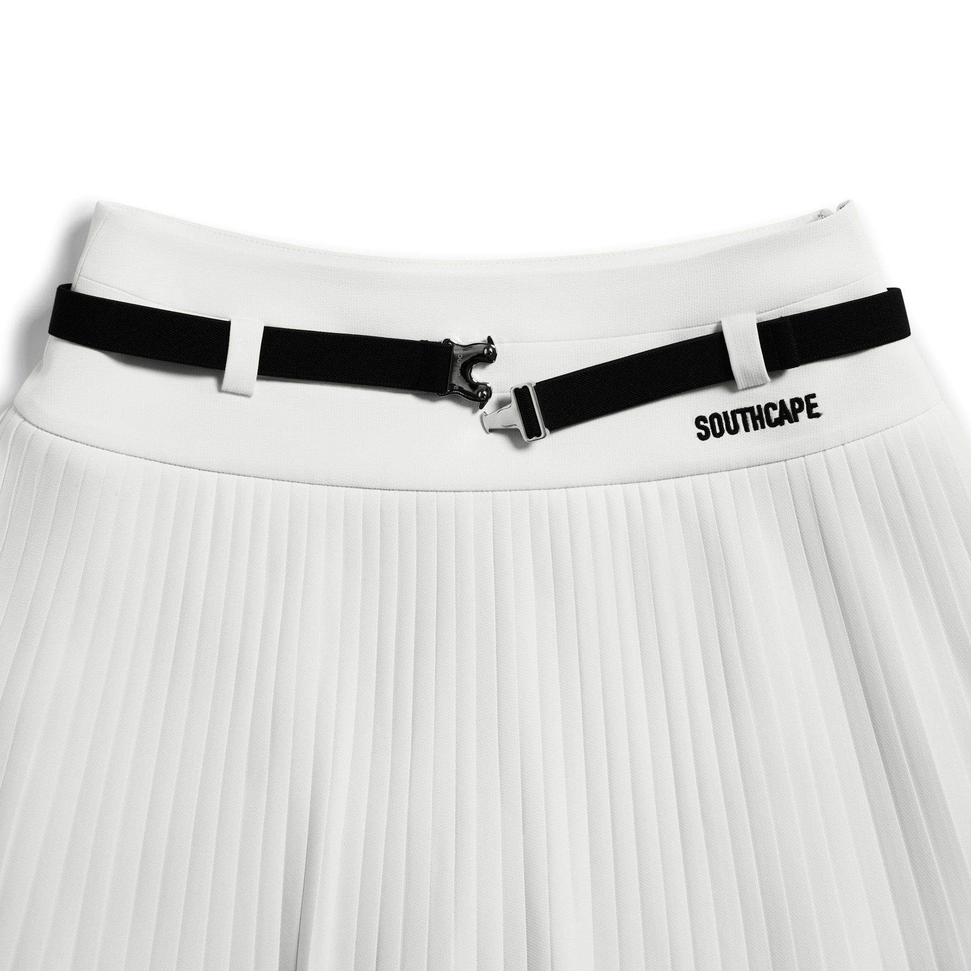 사우스케이프 여성 슬림 플리츠 스커트_화이트