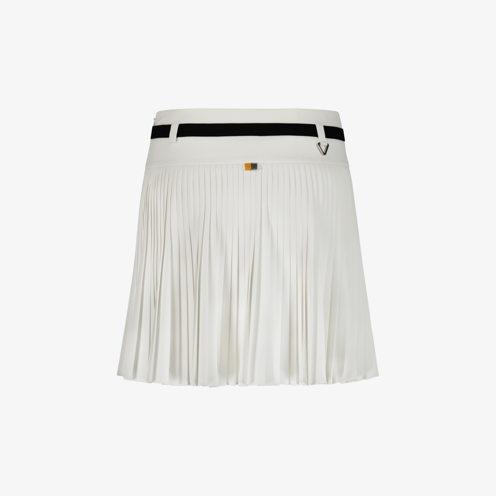 사우스케이프 여성 슬림 플리츠 스커트_화이트