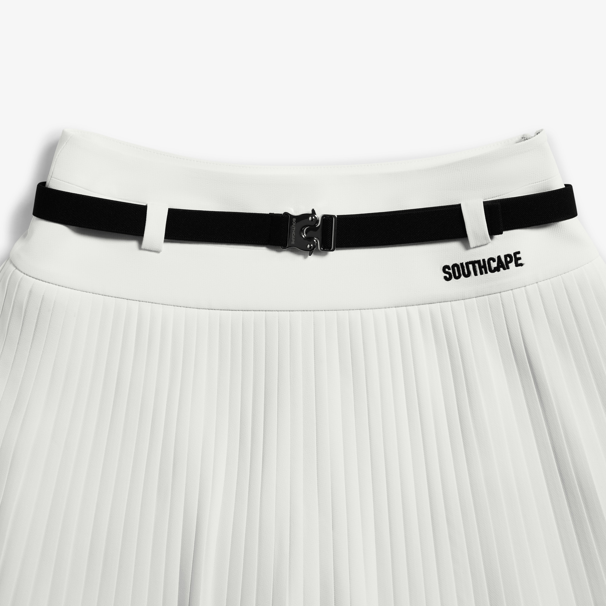 사우스케이프 여성 슬림 플리츠 스커트_화이트