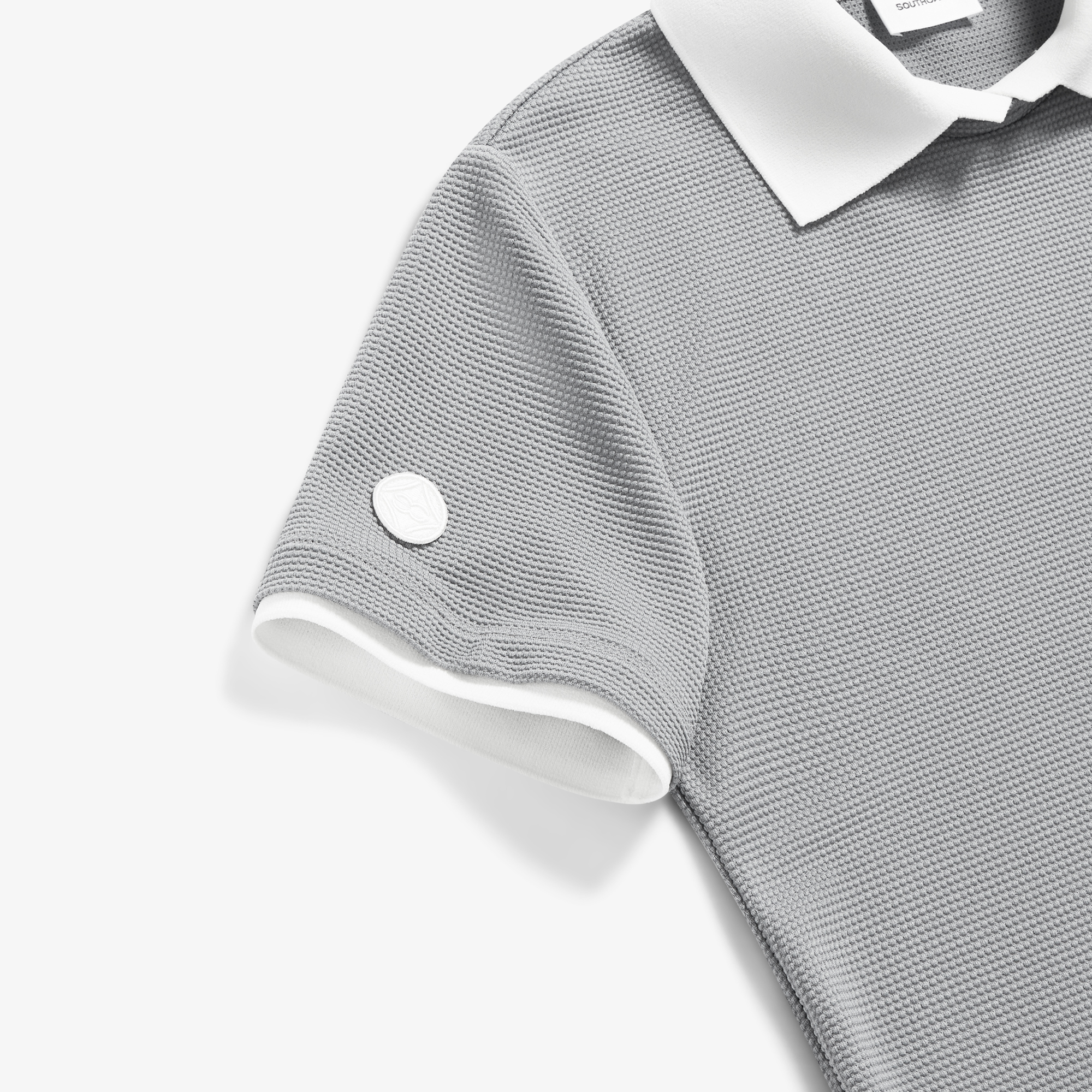 사우스케이프 여성 엠보 터치 배색 카라 티셔츠_그레이