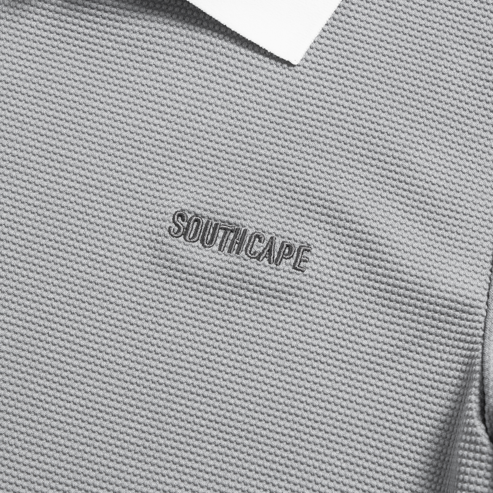 사우스케이프 여성 엠보 터치 배색 카라 티셔츠_그레이