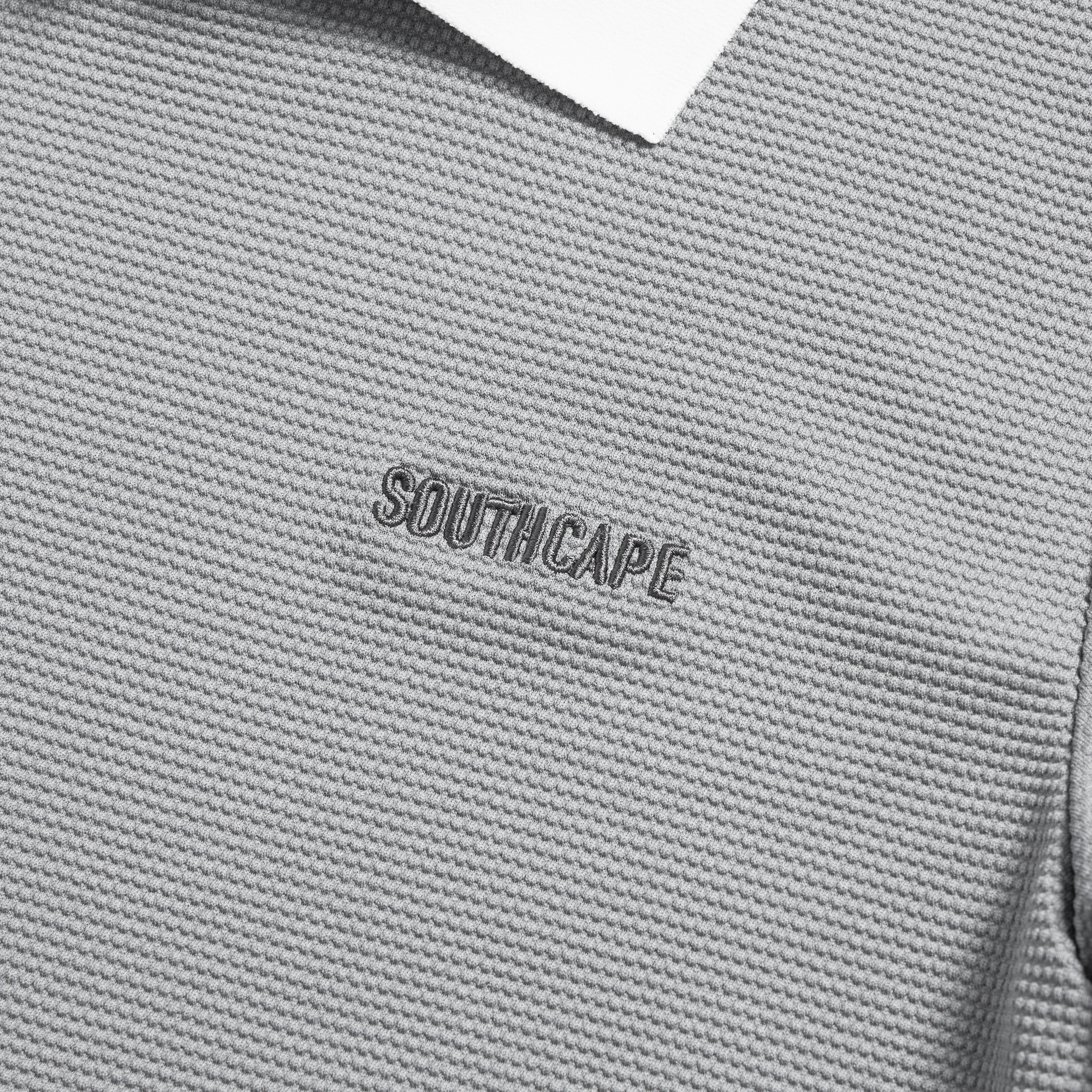 사우스케이프 여성 엠보 터치 배색 카라 티셔츠_그레이