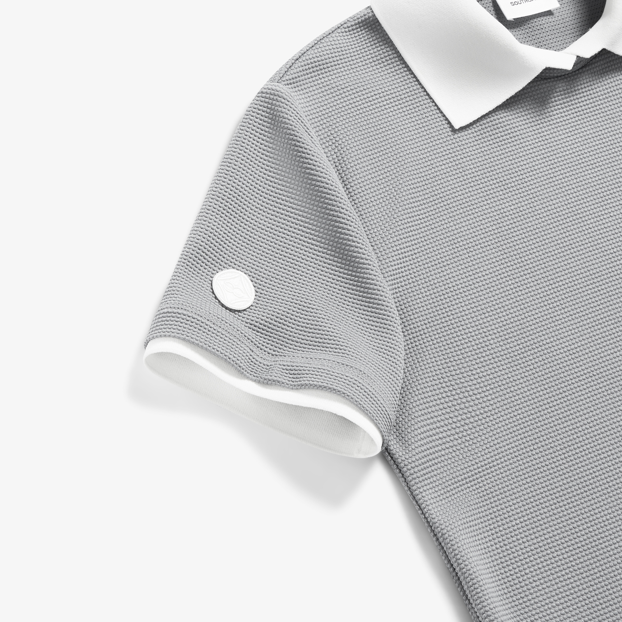 사우스케이프 여성 엠보 터치 배색 카라 티셔츠_그레이