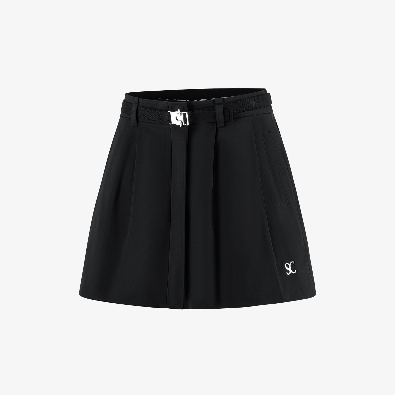 사우스케이프 여성 2-WAY 벨티드 스커트_블랙