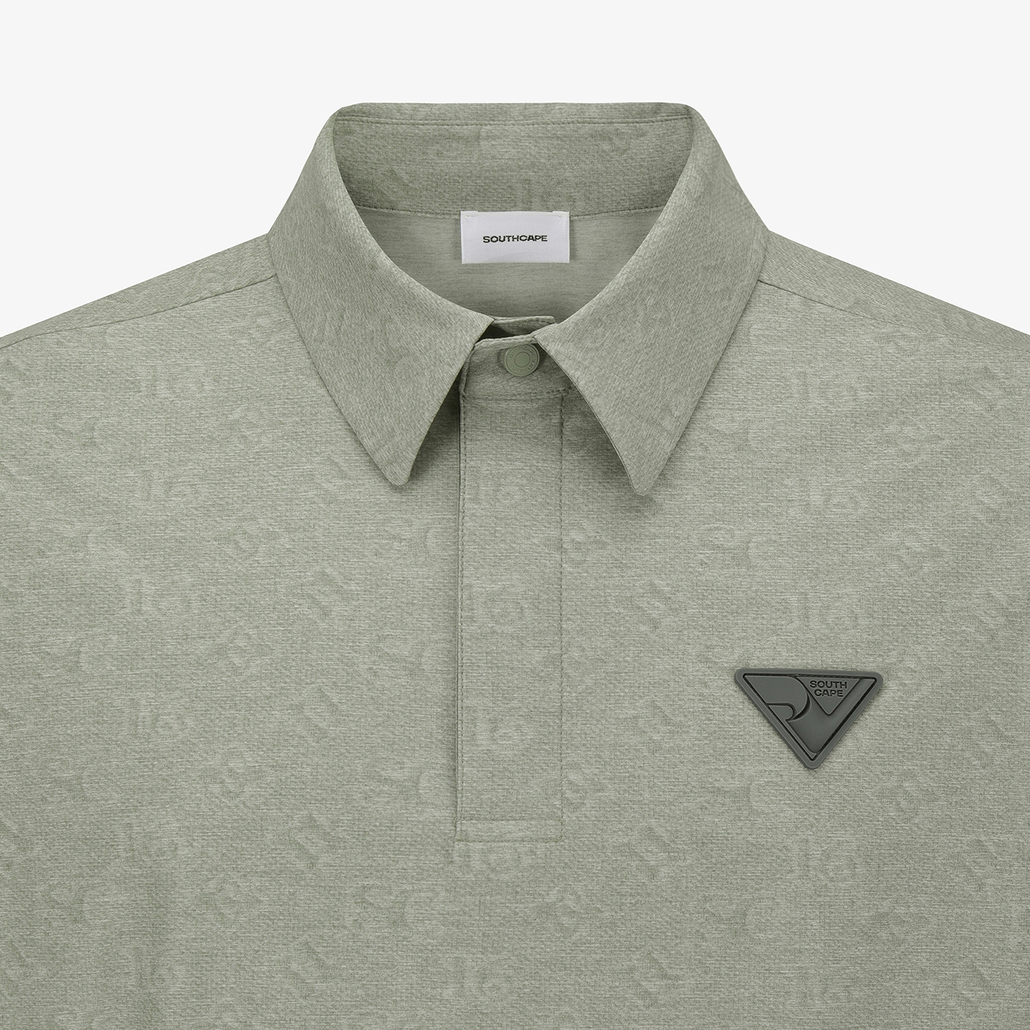 사우스케이프 남성 모노그램 패턴 긴팔 카라 티셔츠_카키