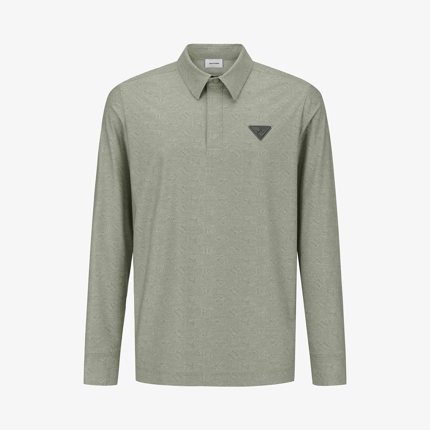 사우스케이프 남성 모노그램 패턴 긴팔 카라 티셔츠_카키