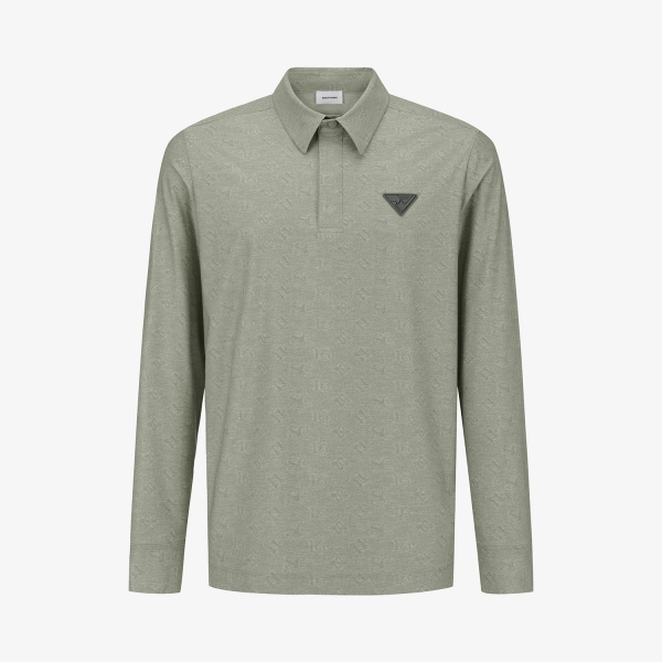 사우스케이프 남성 모노그램 패턴 긴팔 카라 티셔츠_카키