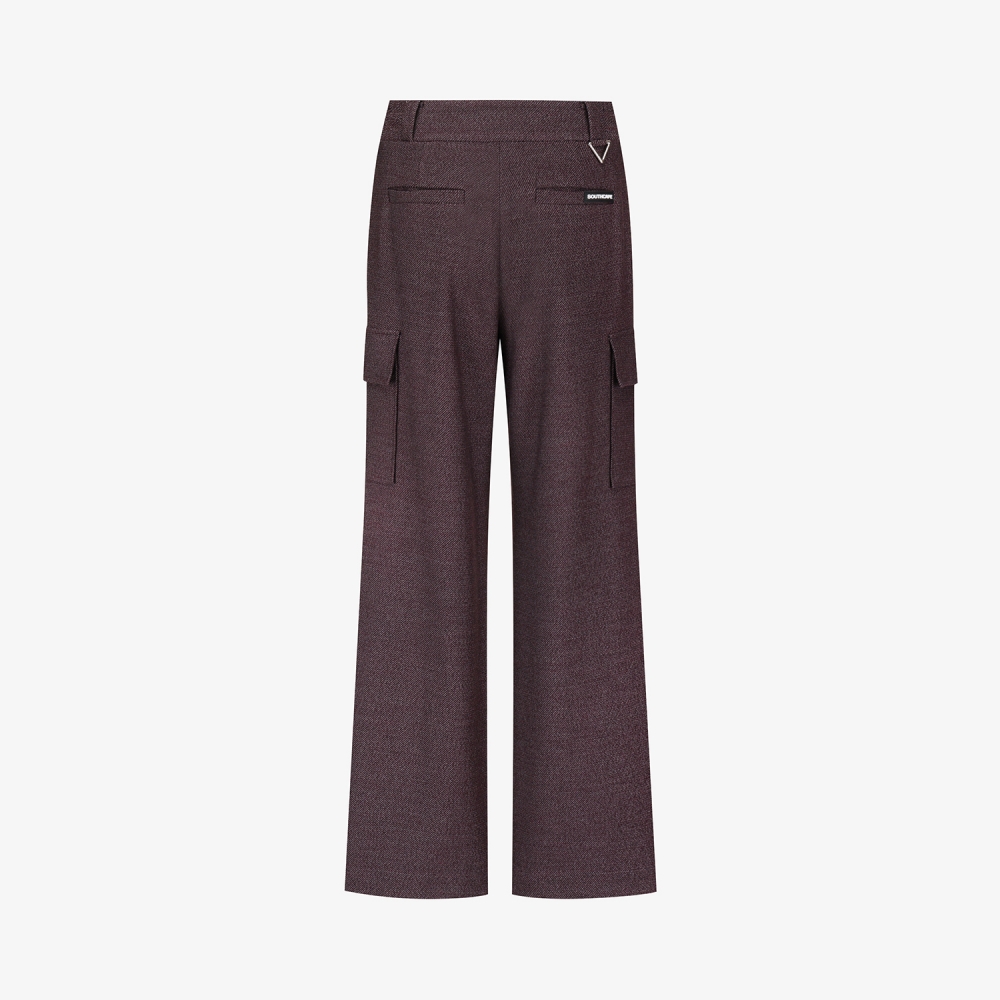 여성 사우스크로스 기모 아웃포켓 와이드 팬츠_다크 레드