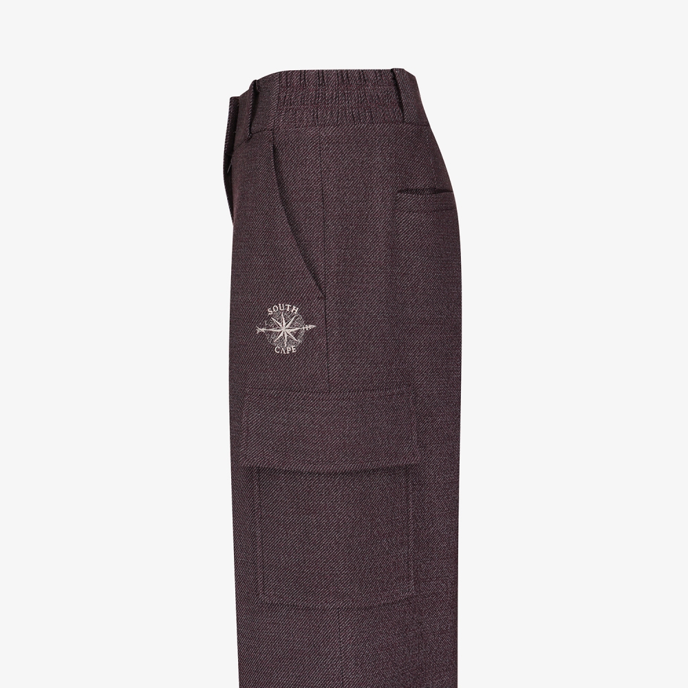 여성 사우스크로스 기모 아웃포켓 와이드 팬츠_다크 레드