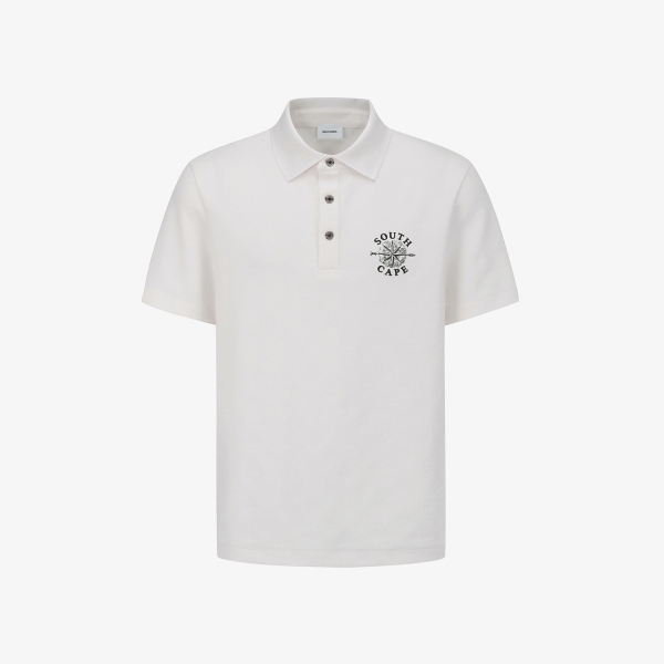 남성 사우스크로스 자카드 패턴 카라 티셔츠_화이트