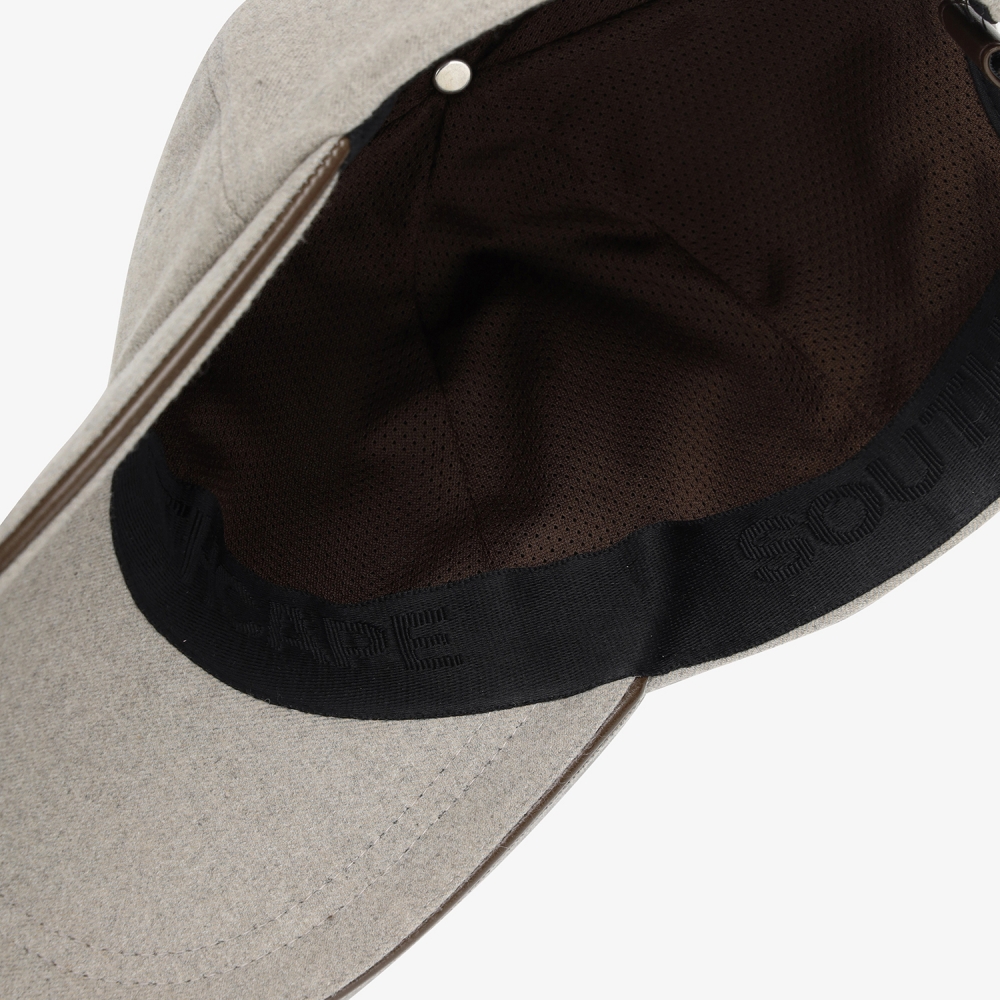 남성 사우스크로스 레더 파이핑 볼캡_멜란지 베이지