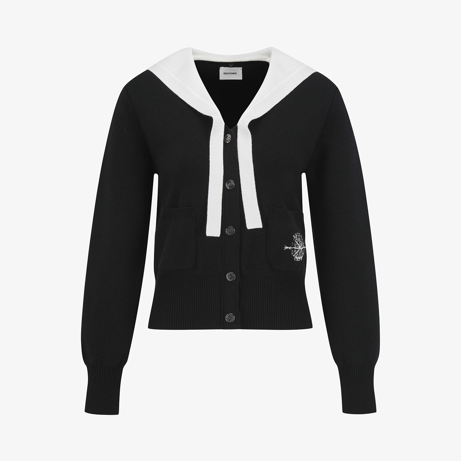 여성 사우스크로스 디테쳐블 세일러 카라 가디건_블랙