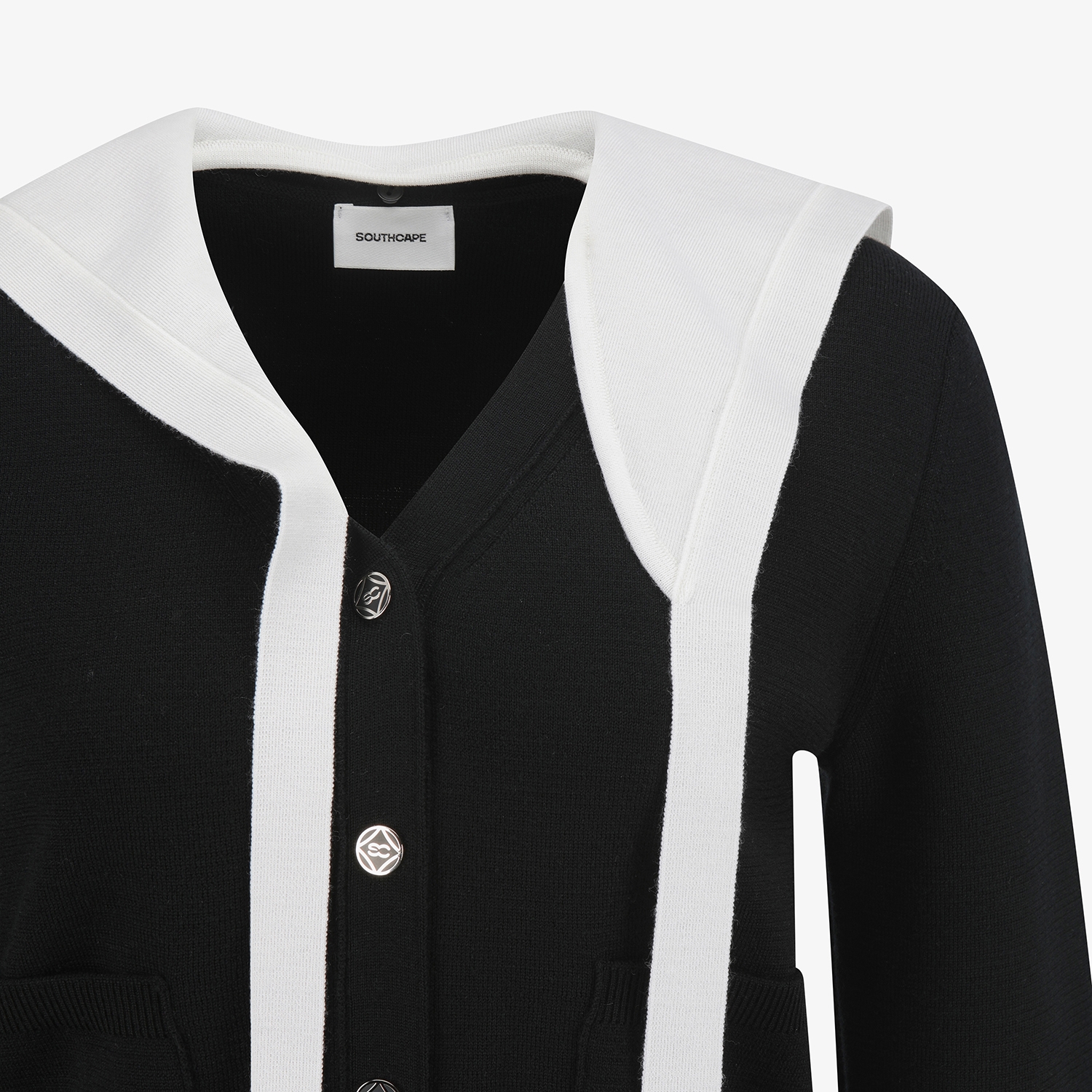 여성 사우스크로스 디테쳐블 세일러 카라 가디건_블랙