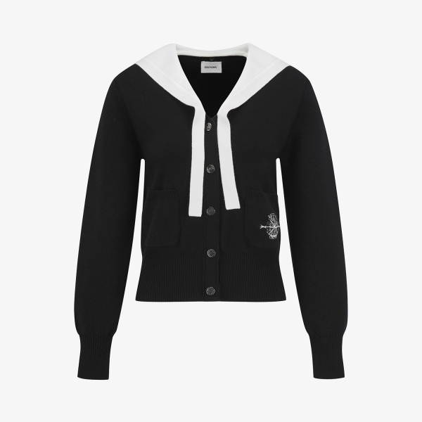 여성 사우스크로스 디테쳐블 세일러 카라 가디건_블랙