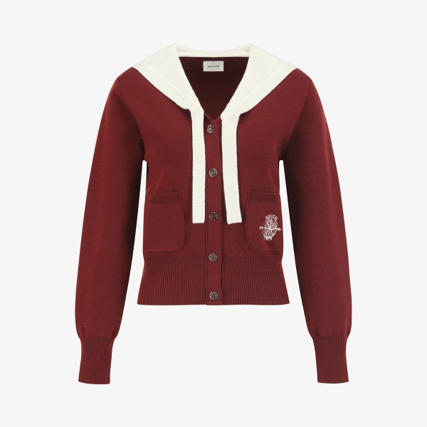여성 사우스크로스 디테쳐블 세일러 카라 가디건_와인