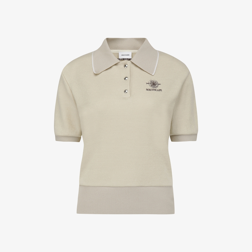 여성 사우스크로스 빅카라 티셔츠_라이트 베이지