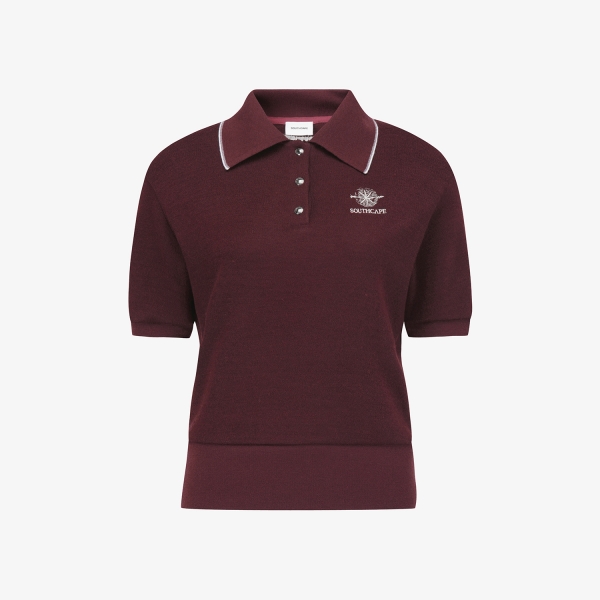 여성 사우스크로스 빅카라 티셔츠_와인