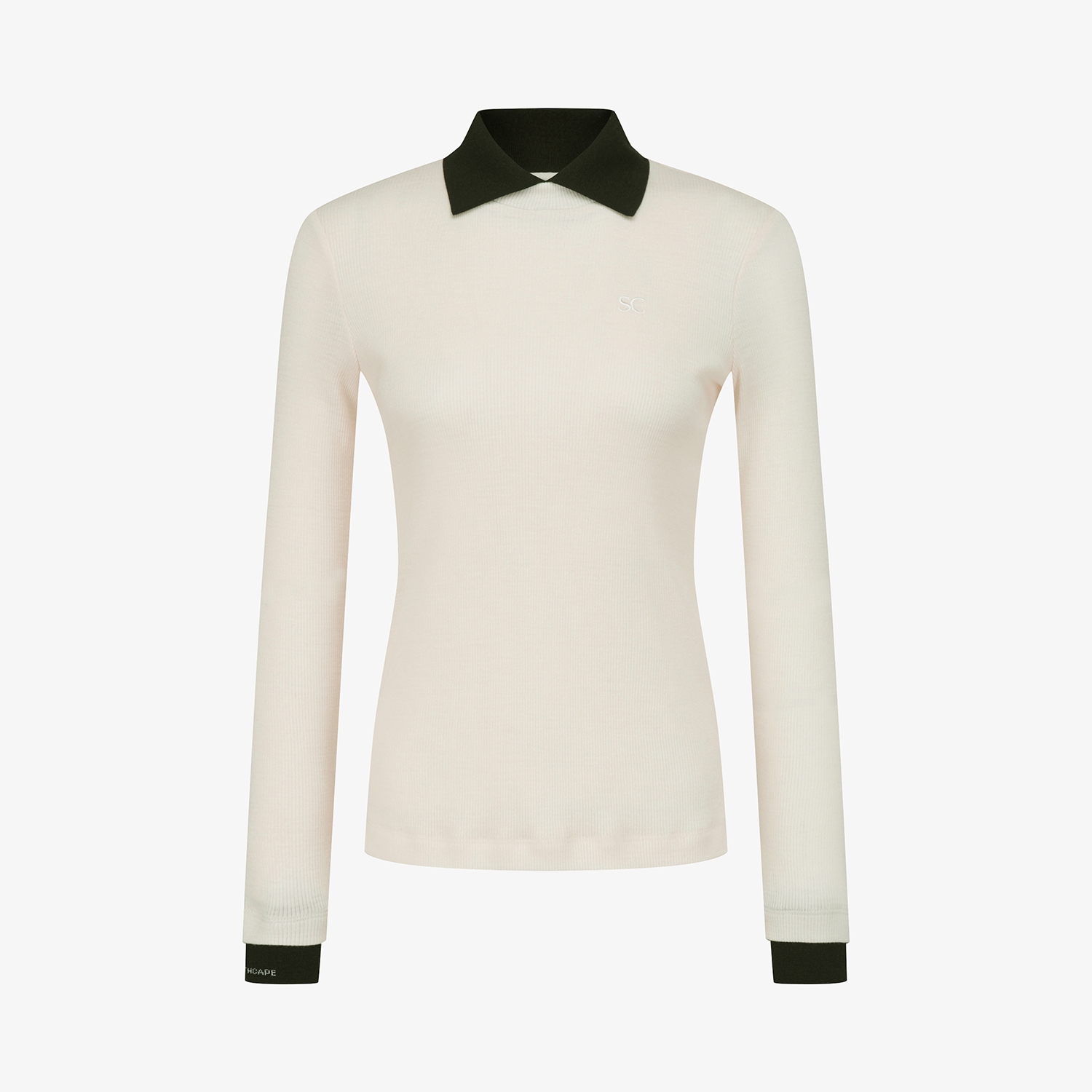 사우스케이프 여성 캐시미어 더블 폴로 티셔츠_아이보리