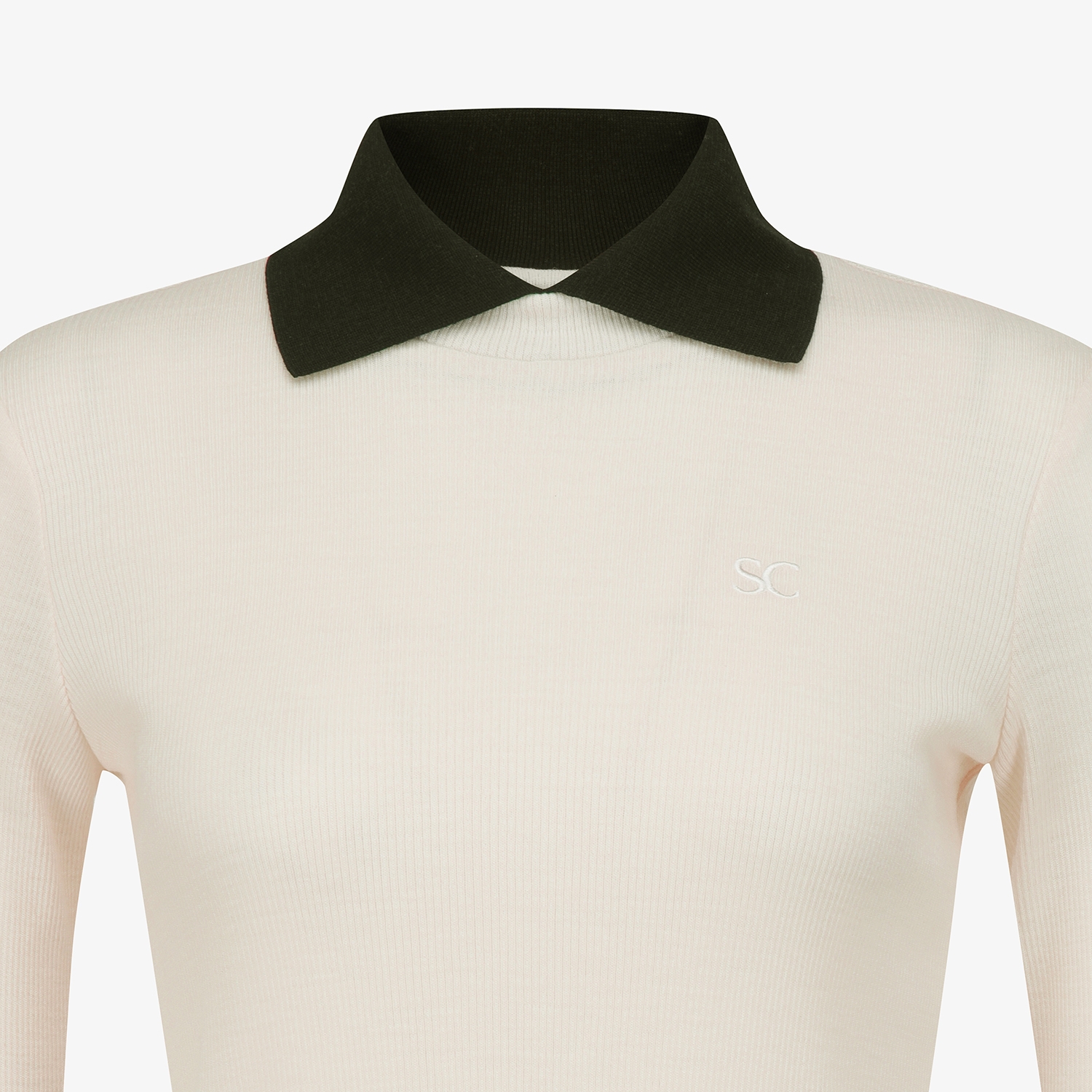 사우스케이프 여성 캐시미어 더블 폴로 티셔츠_아이보리