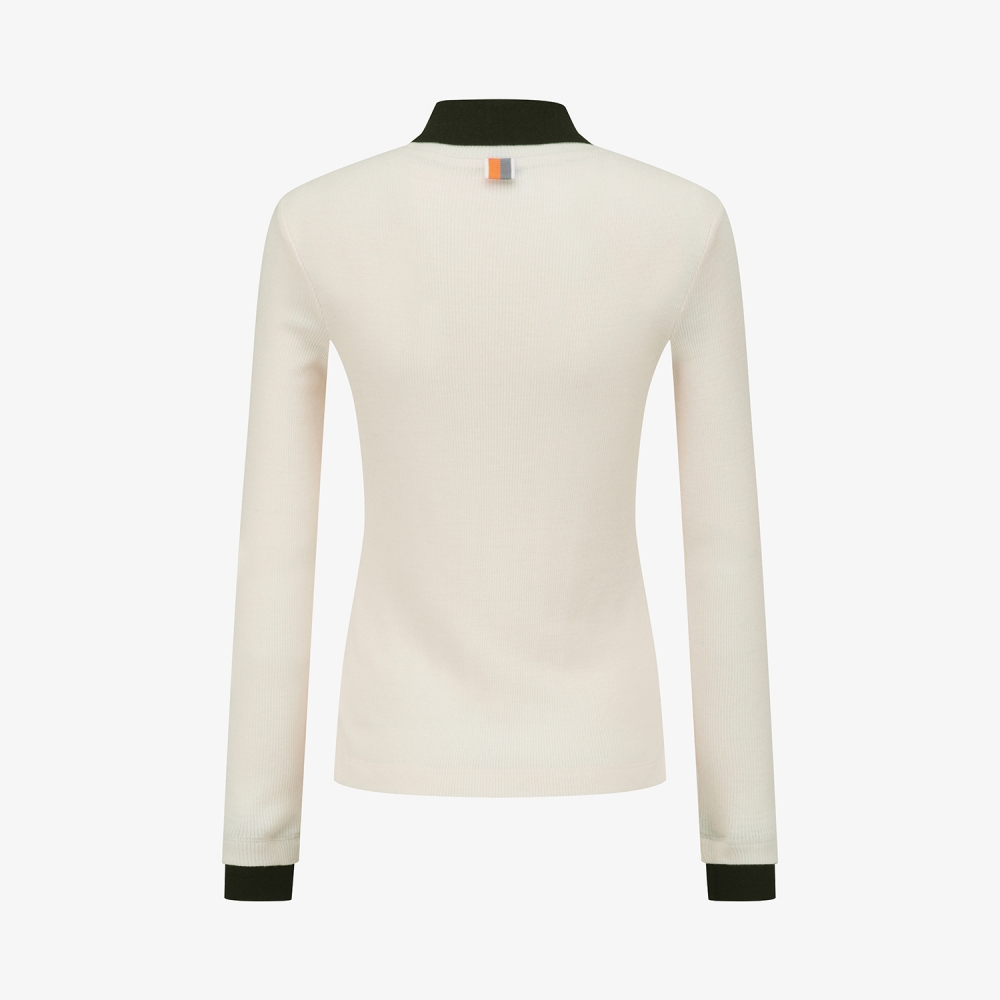 사우스케이프 여성 캐시미어 더블 폴로 티셔츠_아이보리