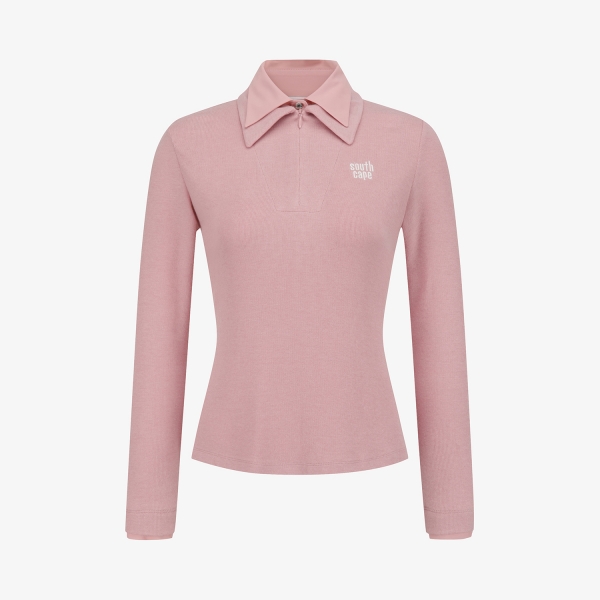사우스케이프 여성 레이어드 카라 티셔츠_핑크