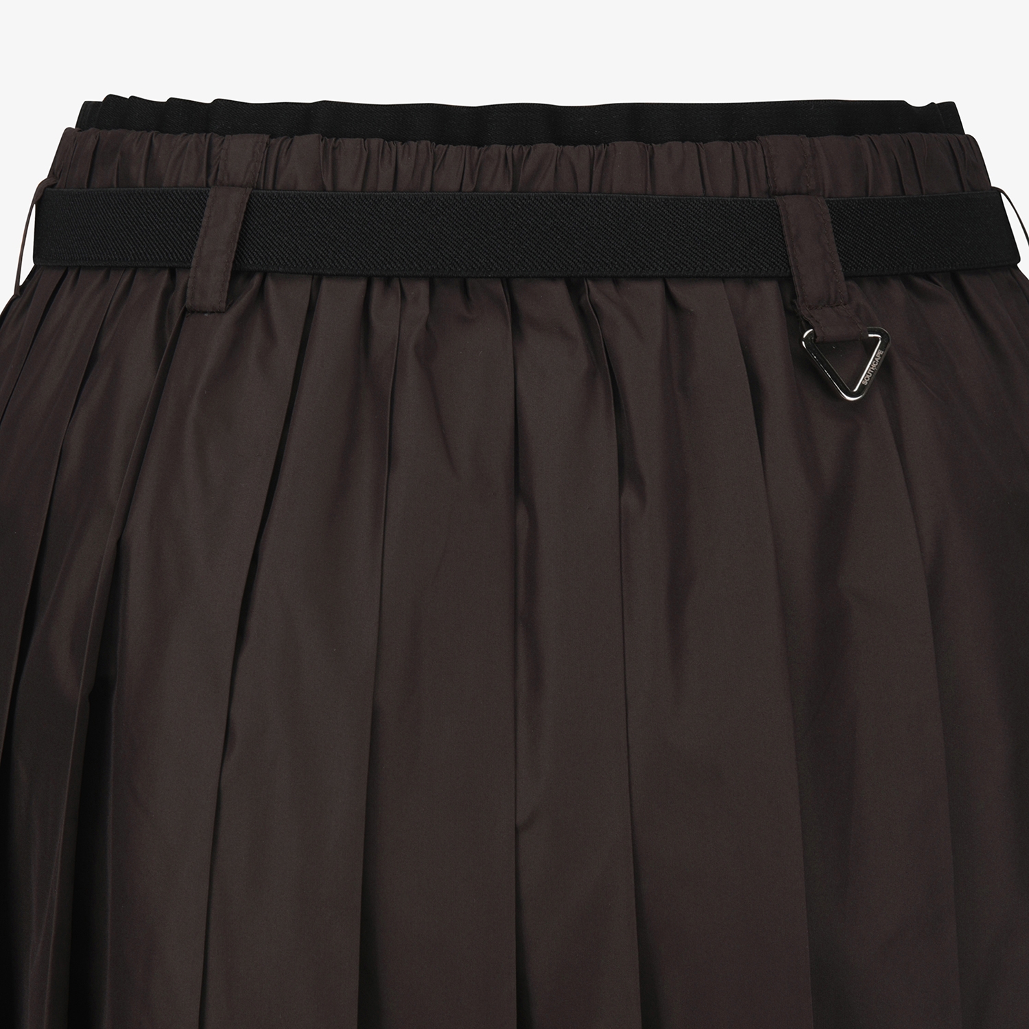 사우스케이프 여성 긴기장 벨트 플리츠 스커트_브라운