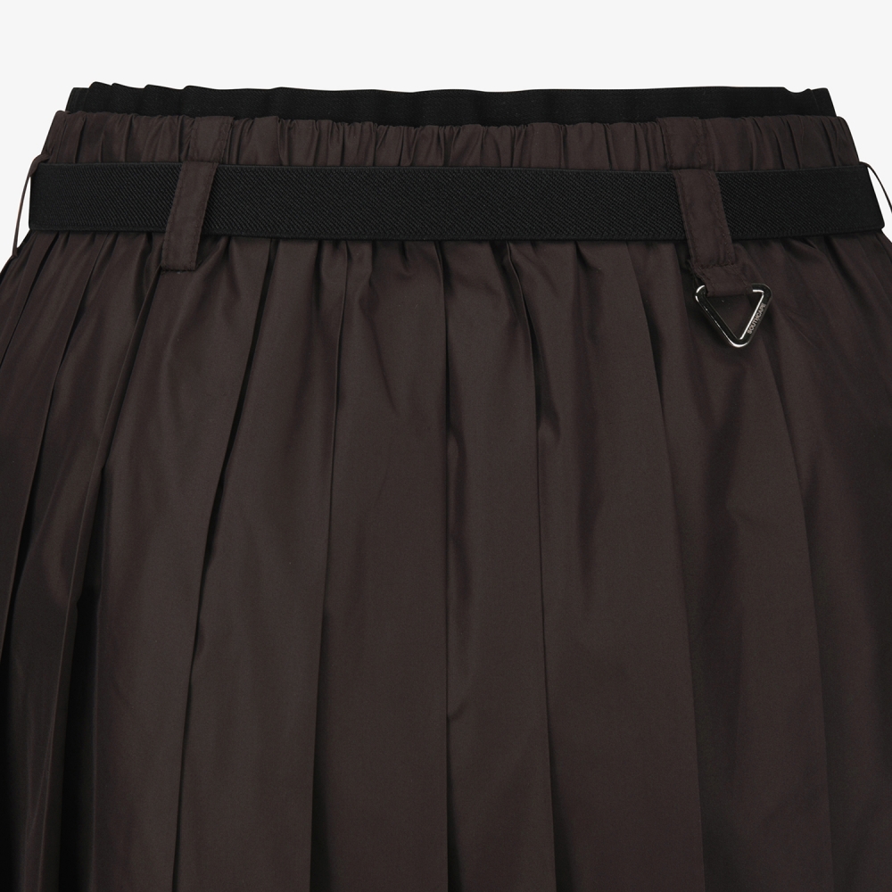 사우스케이프 여성 긴기장 벨트 플리츠 스커트_브라운