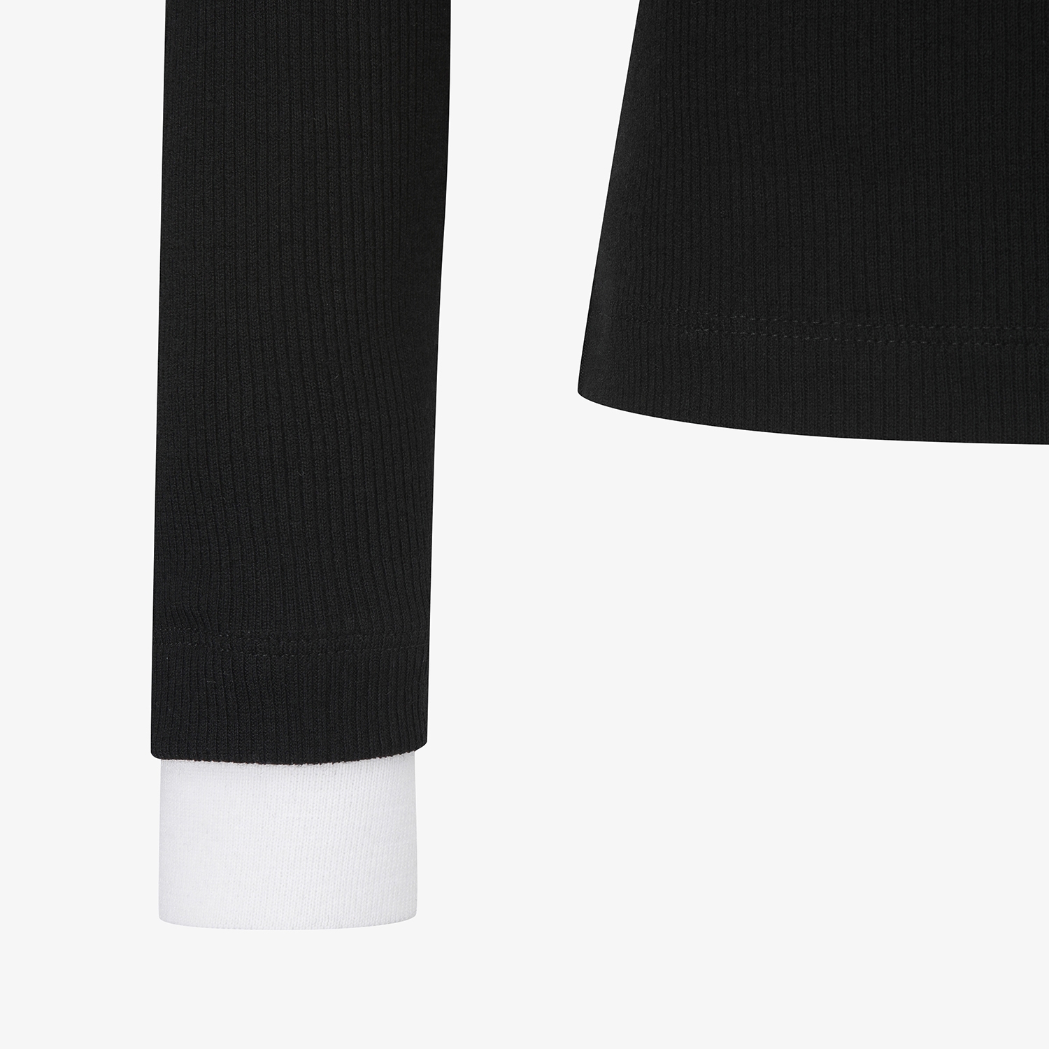 사우스케이프 여성 울 배색 카라 티셔츠_블랙