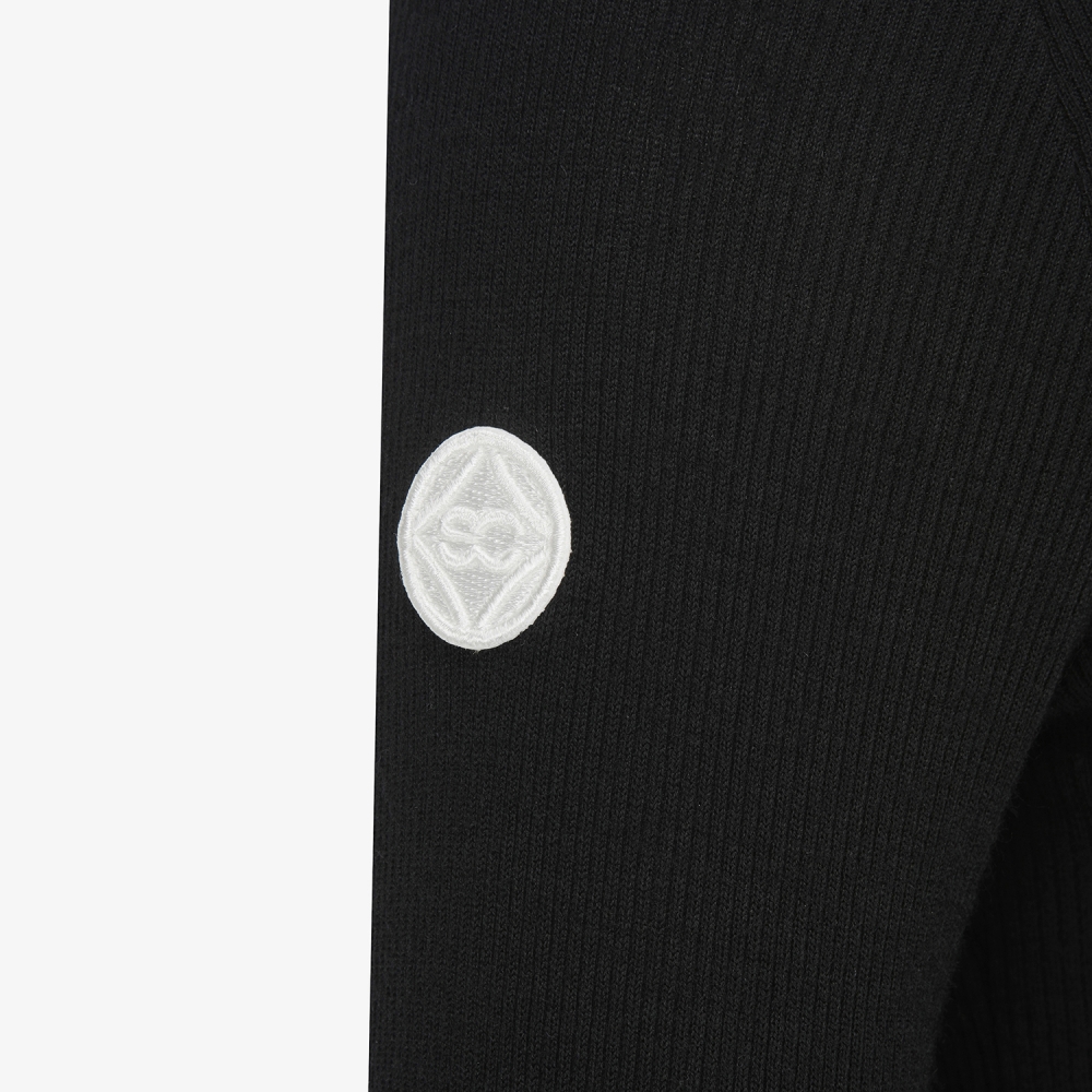 사우스케이프 여성 울 배색 카라 티셔츠_블랙