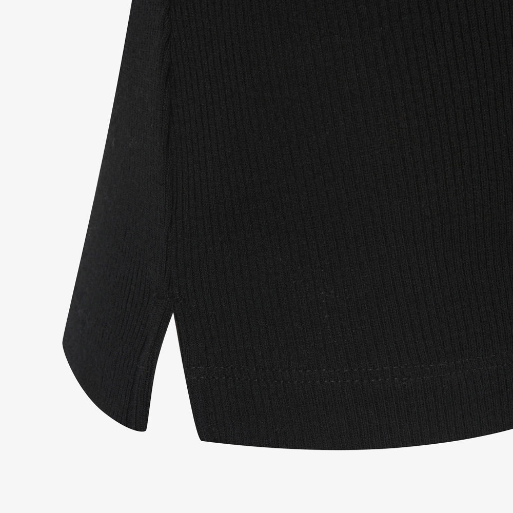 사우스케이프 여성 울 배색 카라 티셔츠_블랙