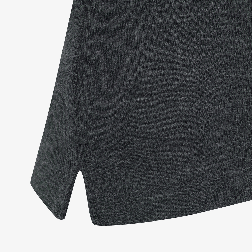 사우스케이프 여성 울 배색 카라 티셔츠_다크 그레이