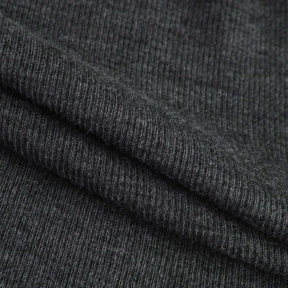 사우스케이프 여성 울 배색 카라 티셔츠_다크 그레이