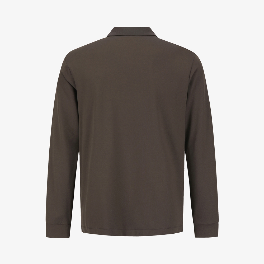 사우스케이프 남성 로고 자수 긴팔 카라 티셔츠_다크 브라운