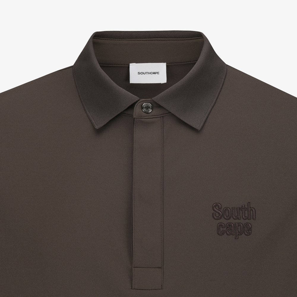 사우스케이프 남성 로고 자수 긴팔 카라 티셔츠_다크 브라운