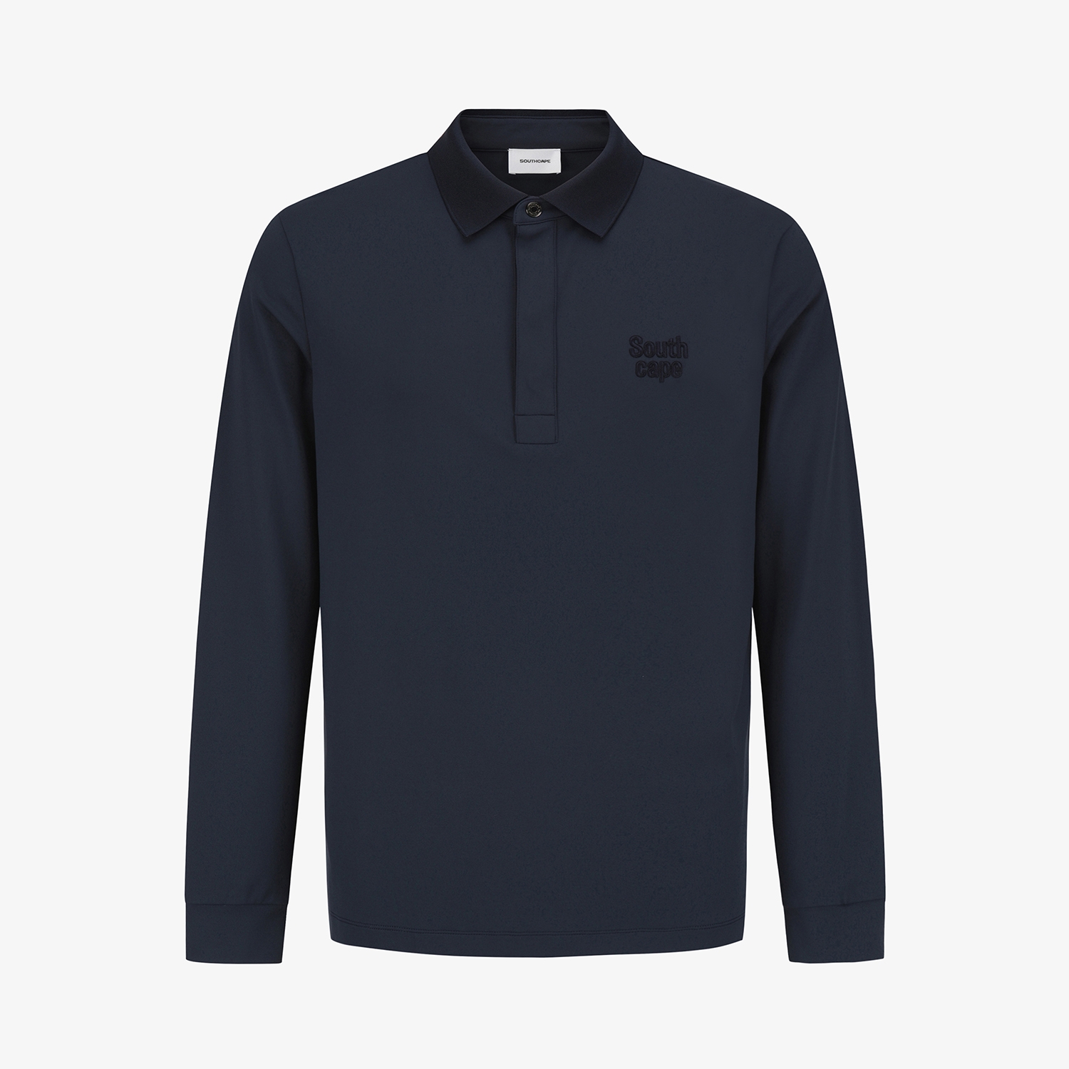 사우스케이프 남성 로고 자수 긴팔 카라 티셔츠_네이비