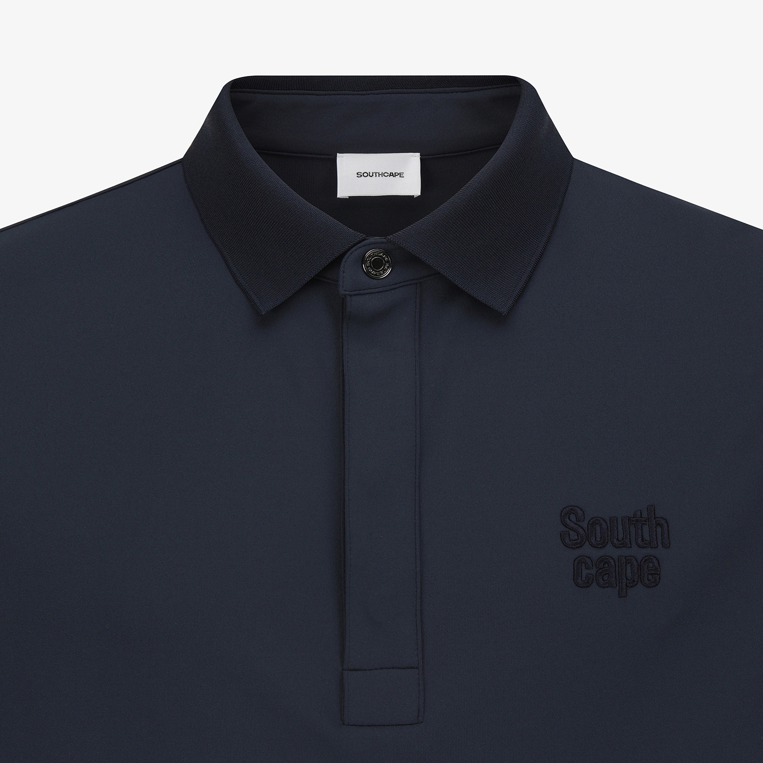 사우스케이프 남성 로고 자수 긴팔 카라 티셔츠_네이비