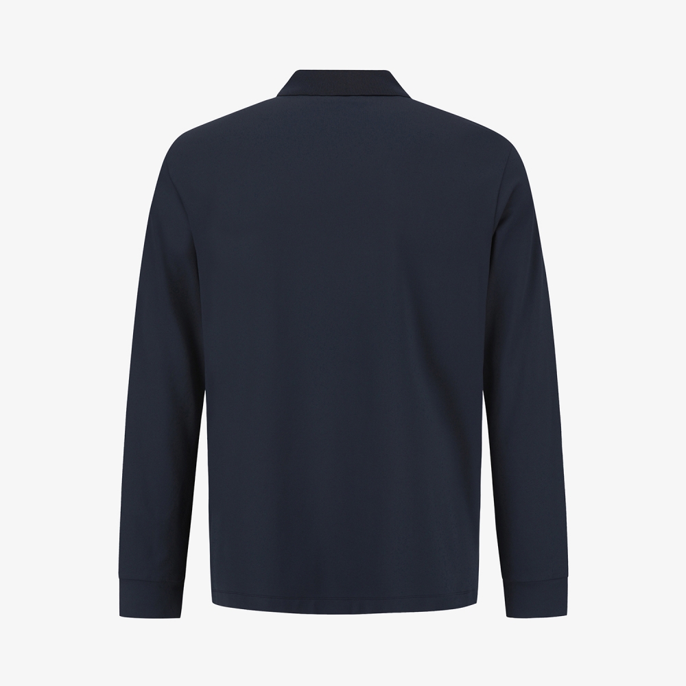 사우스케이프 남성 로고 자수 긴팔 카라 티셔츠_네이비