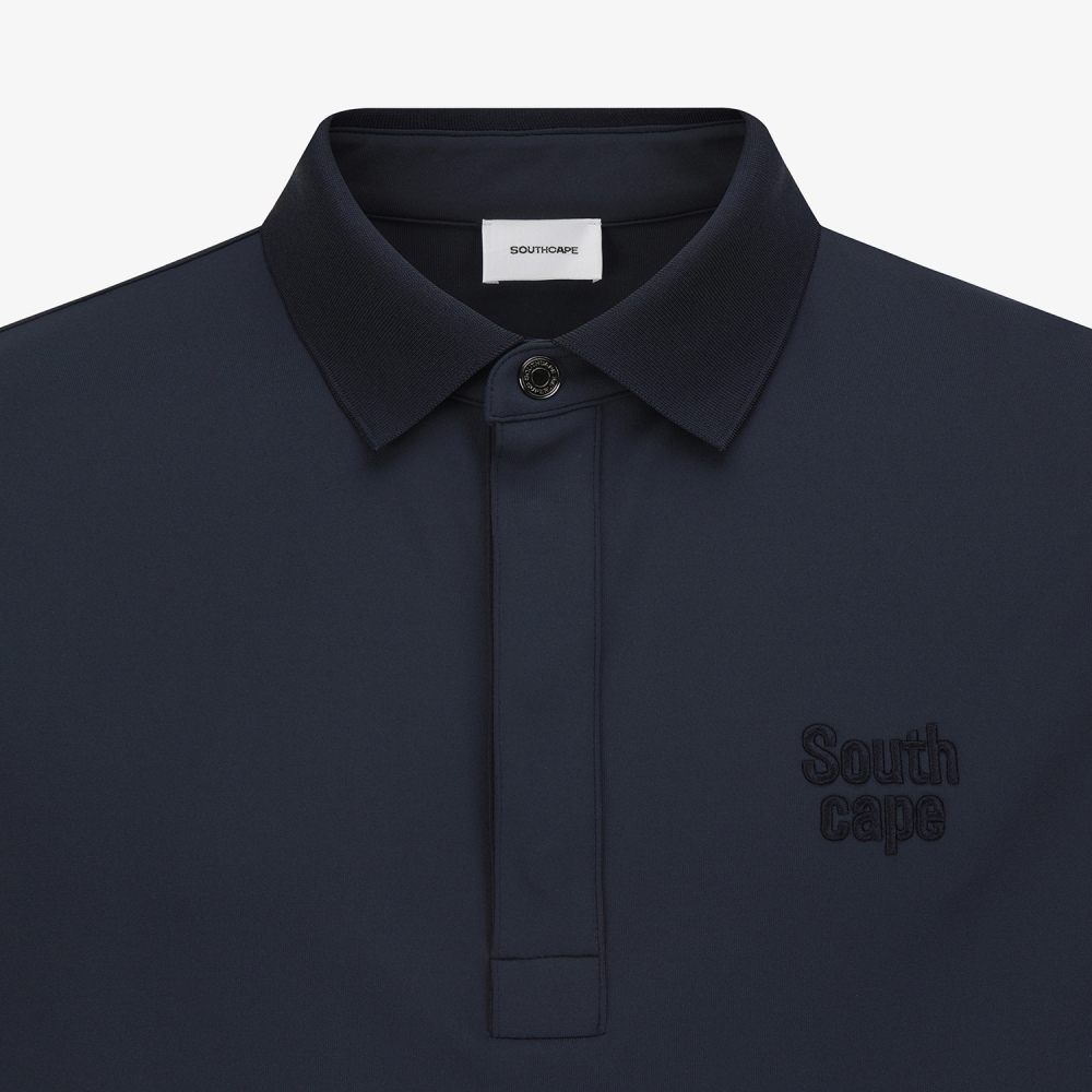사우스케이프 남성 로고 자수 긴팔 카라 티셔츠_네이비