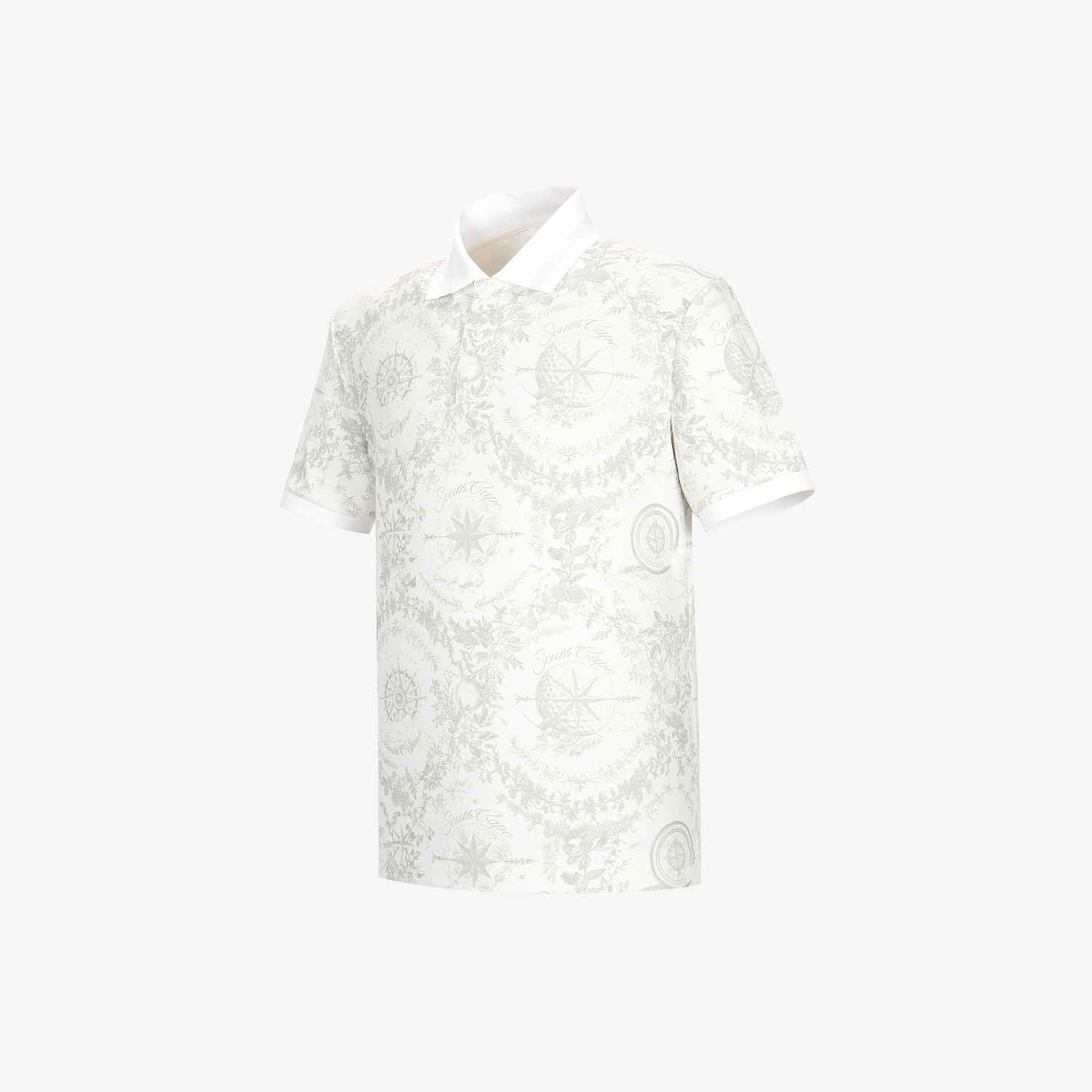 남성 사우스크로스 패턴 카라 반팔 티셔츠_카키