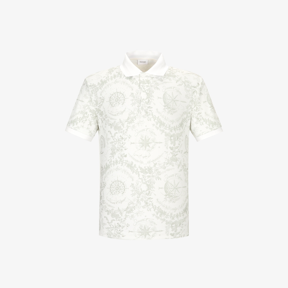 남성 사우스크로스 패턴 카라 반팔 티셔츠_카키