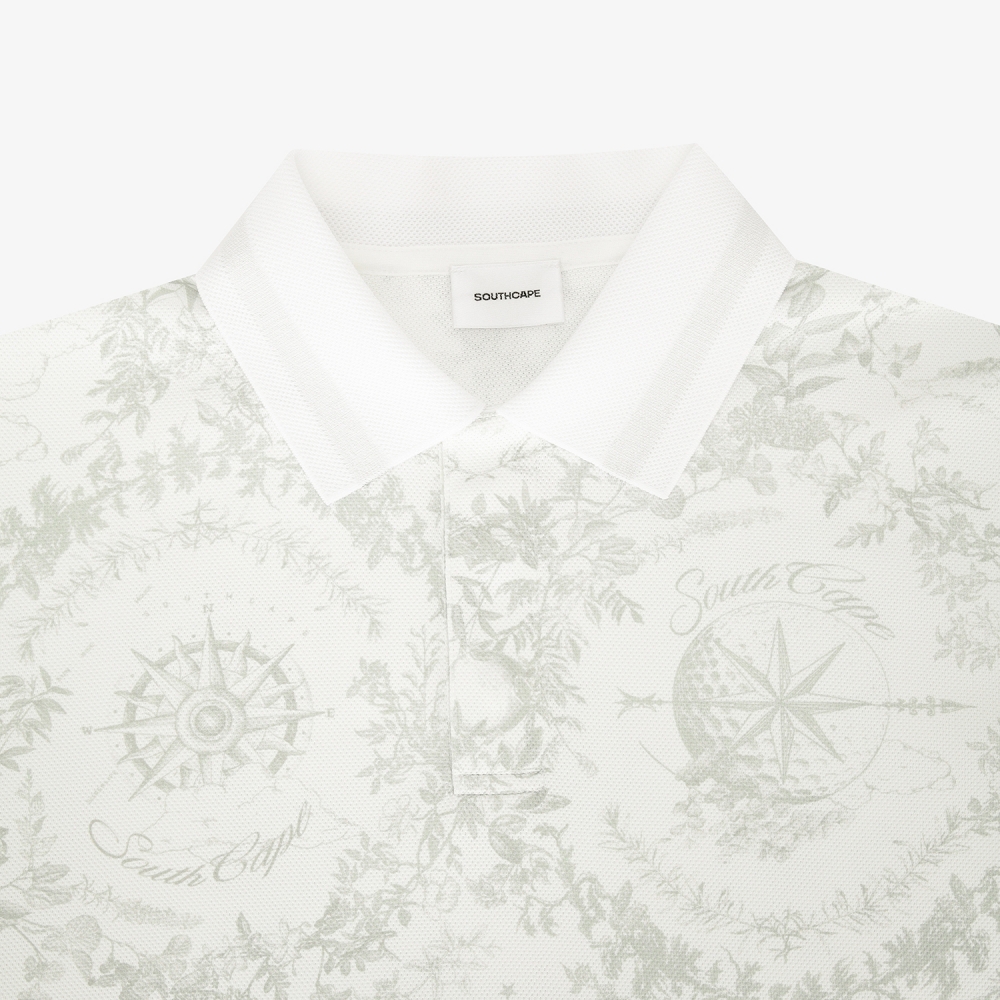 남성 사우스크로스 패턴 카라 반팔 티셔츠_카키