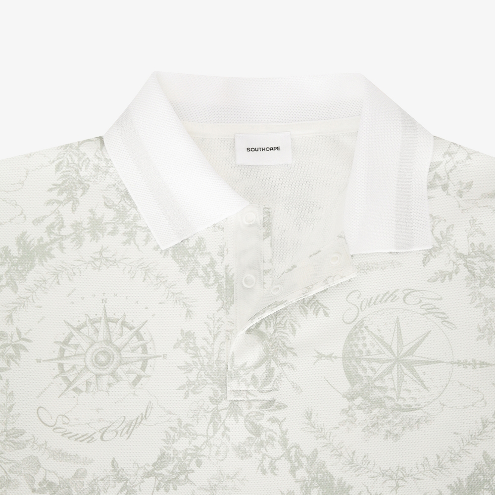 남성 사우스크로스 패턴 카라 반팔 티셔츠_카키