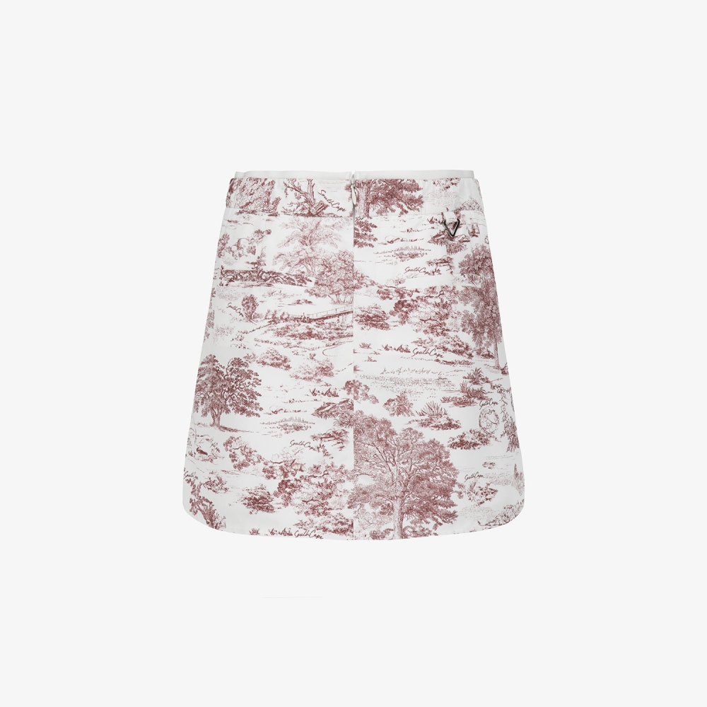 사우스케이프 여성 남해 헤리티지 프린트 스커트 팬츠_와인