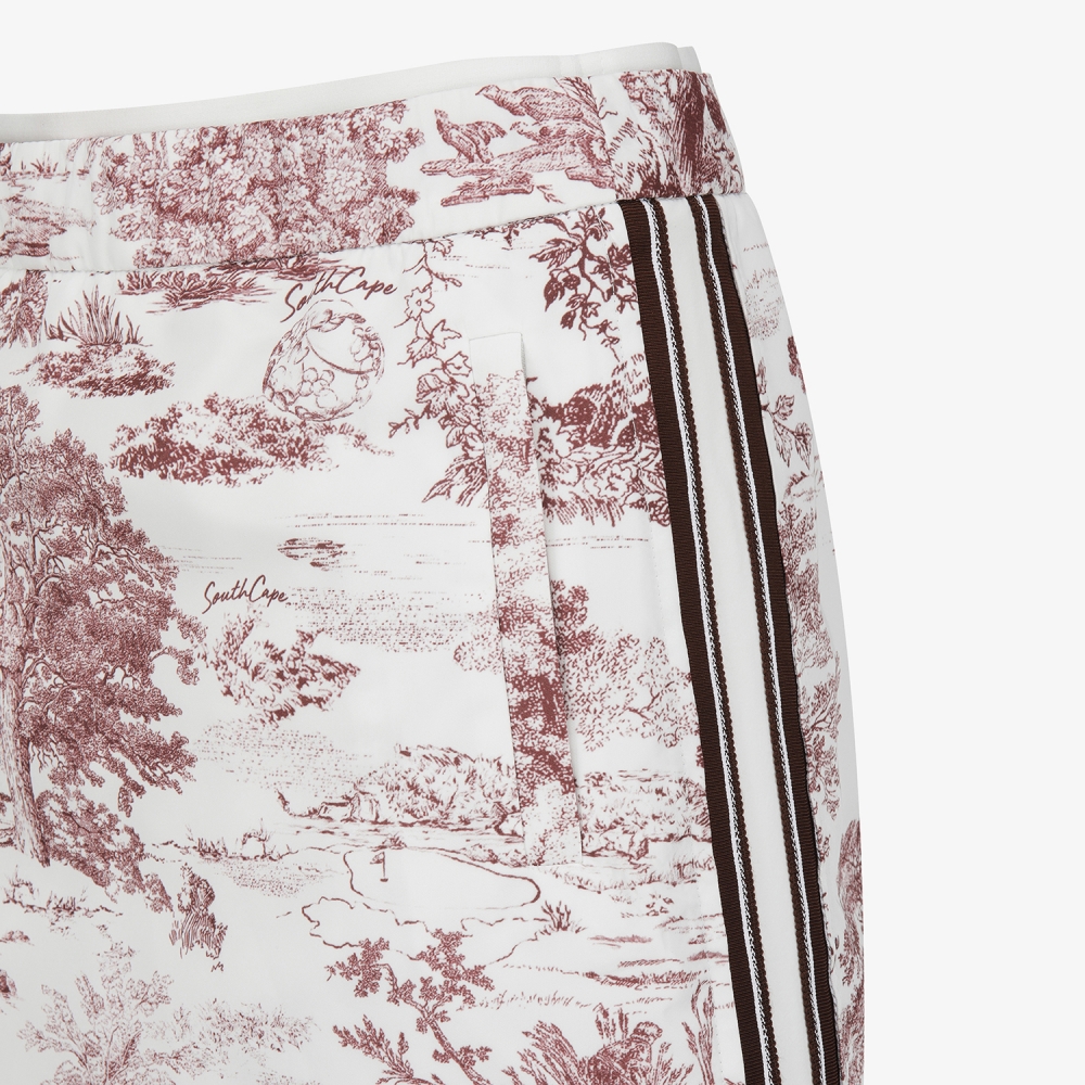 사우스케이프 여성 남해 헤리티지 프린트 스커트 팬츠_와인