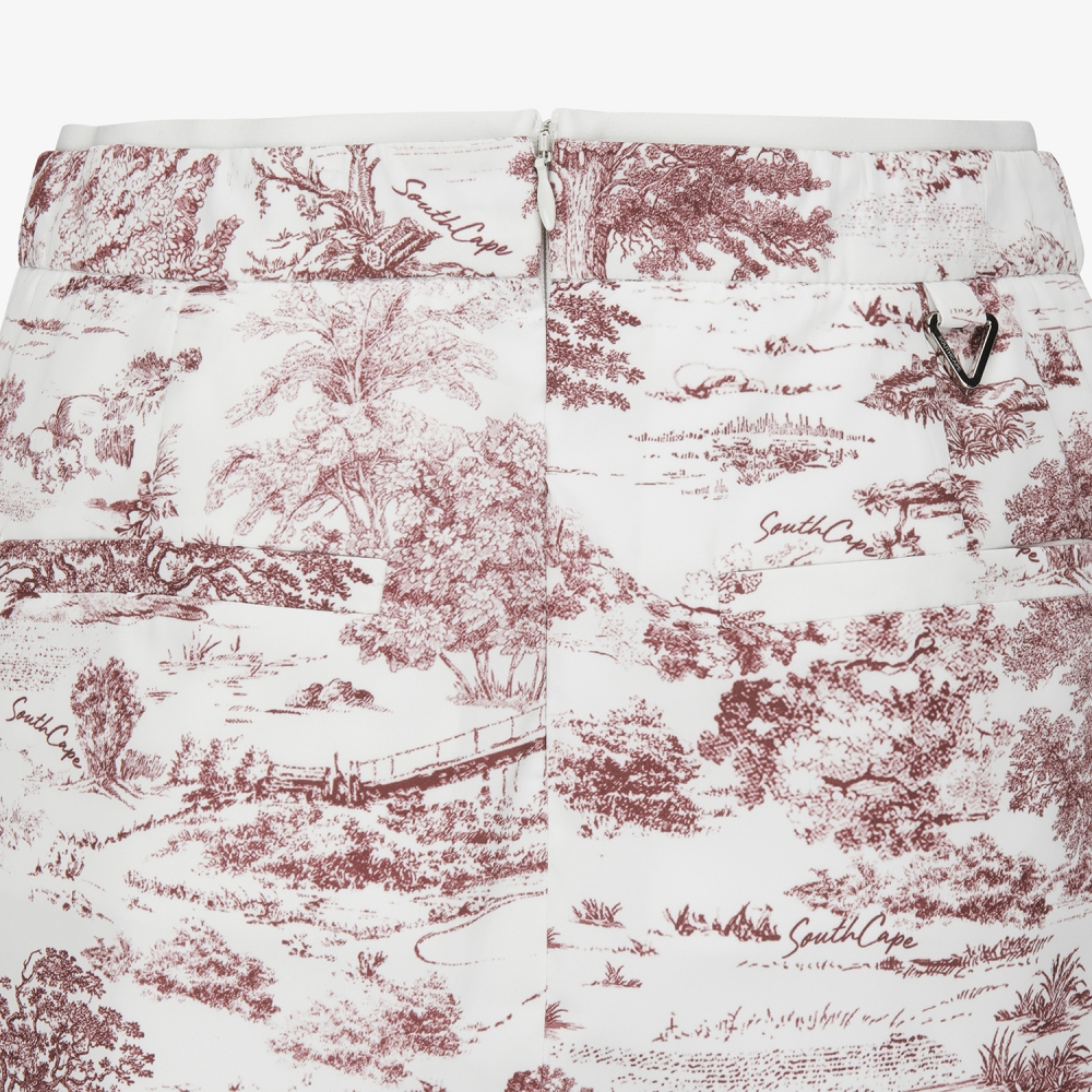 사우스케이프 여성 남해 헤리티지 프린트 스커트 팬츠_와인
