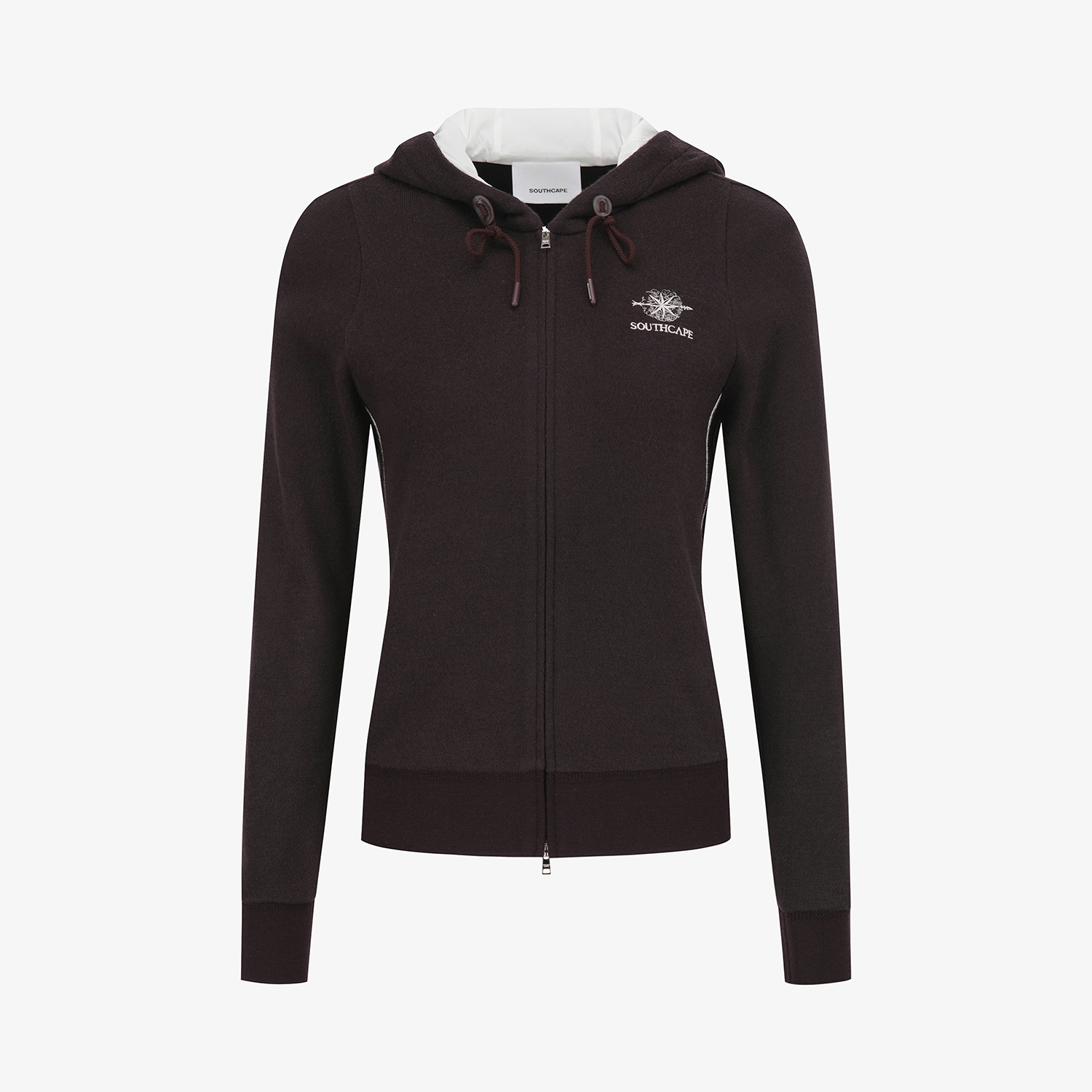 여성 사우스크로스 배색 포인트 후드 집업_브라운