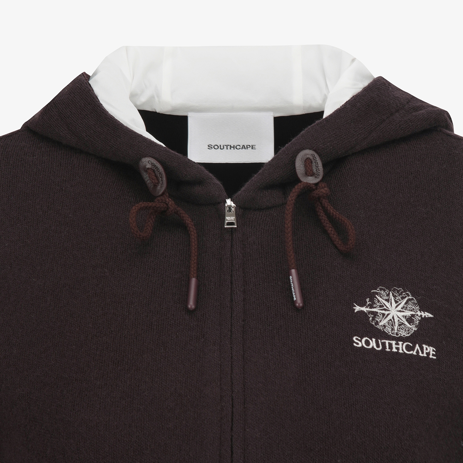 여성 사우스크로스 배색 포인트 후드 집업_브라운