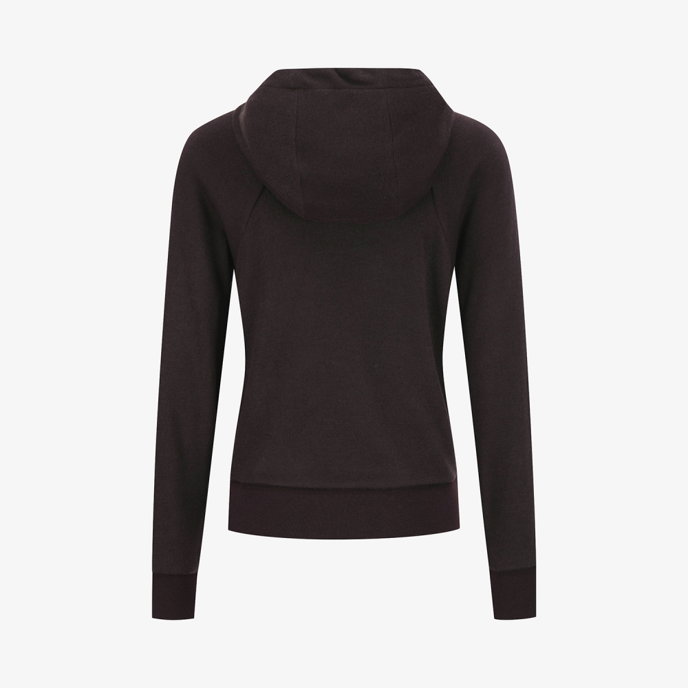 여성 사우스크로스 배색 포인트 후드 집업_브라운