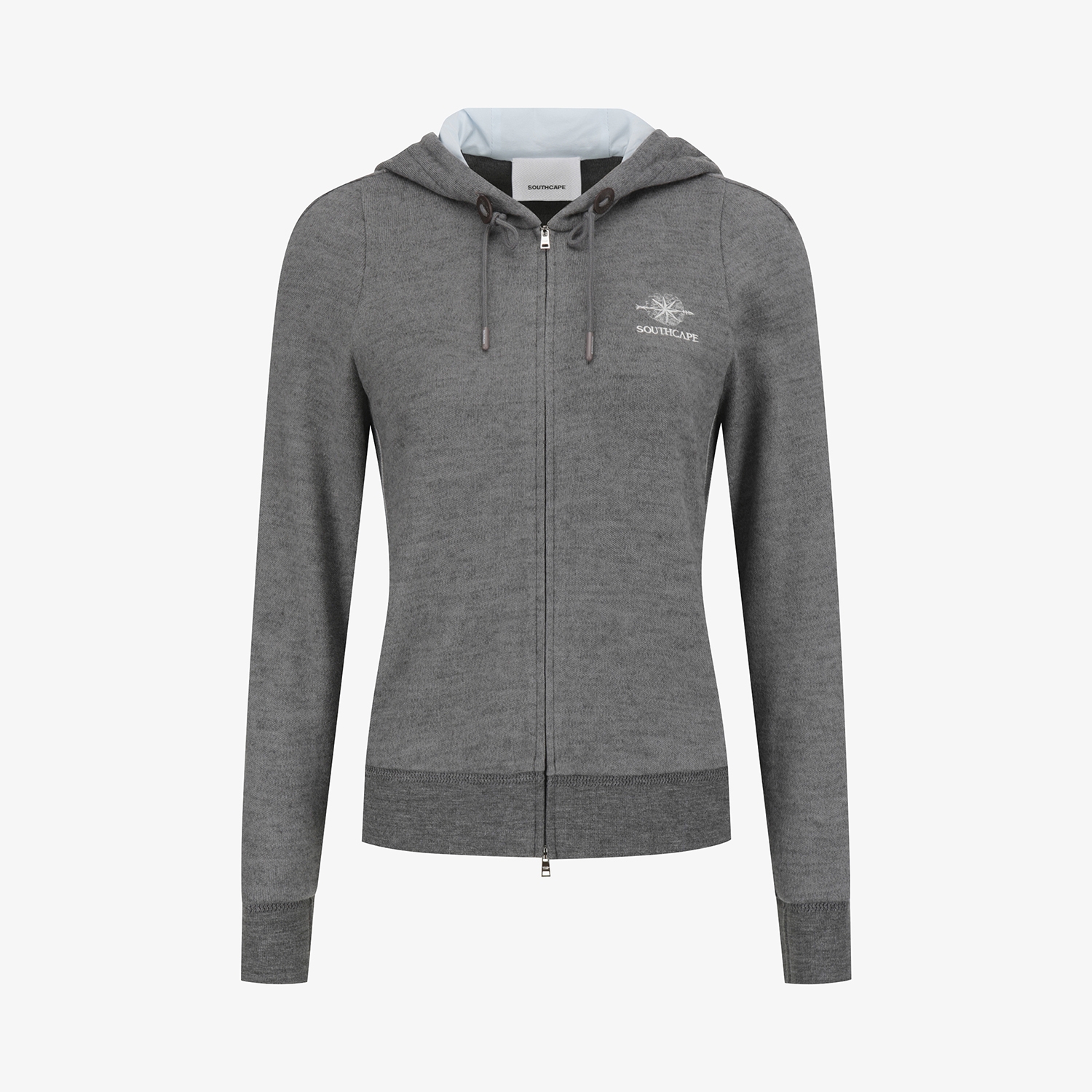 여성 사우스크로스 배색 포인트 후드 집업_그레이